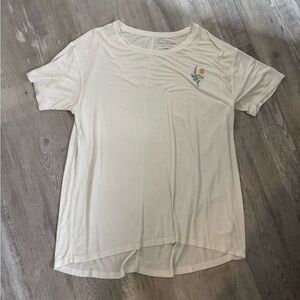 American Eagle Outfitters Cream Tee with Floral Detail